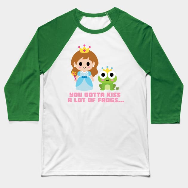 kiss a lot frogs princess Baseball T-Shirt by toddgoldmanart